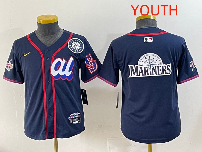 Youth 2025 Seattle Mariners Blank Drak Blue All star Blank Blue Nike MLB Jersey style 9
